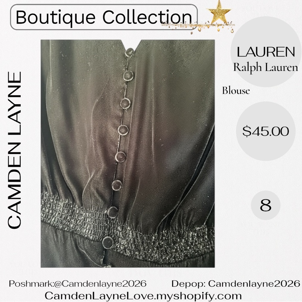 Ralph Lauren Women's Elegant Black Velvet Button Down Blouse - Picture 4 of 7